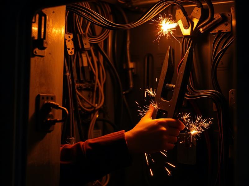 Electrical technician at work