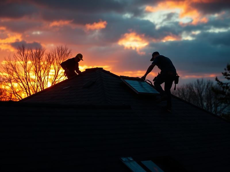 Roofing technician at work